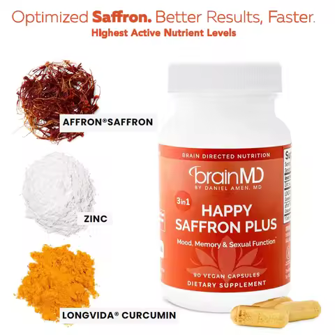 Saffron Supplements With Saffron Flower Extract, Curcumin & Zinc for Mood, Memory & Eye Health, Join