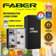 SYK Faber Single Door Refrigerator LUSSO 221BK 220 Liter Fridge 1 Door Kitchen Peti Sejuk Peti Ais 1