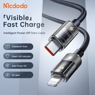 MCDODO CA-3160 36W Auto Power Off Transparent PD USB Data Cable Type C To iP Super Fast Quick Chargi