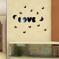 Mirror DIY Wall Love Butterfly Removable Decal Vinyl Art Wall Sticker Home Decor-black