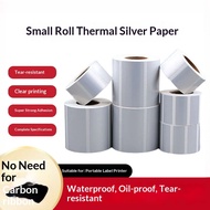 Small Roll Core Portable Three-Proof Thermal Label Matte Silver Paper Sub-Silver Paper Waterproof Un