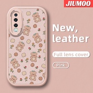 เคส JIUMOO สำหรับ Huawei P30 Lite Nova 4e P30 Pro P20แฟชั่นหมีน่ารักบางเคสโทรศัพท์หนังดีไซน์ใหม่บางกันกระแทกเคสฝาปิดเลนส์เต็มรูปแบบเคสป้องกันกล้องเคสนิ่ม