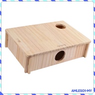 [AmlesoaeMY] Funny Wooden Hamster House, Hamster Toy, Multi-Room Habitat Decoration