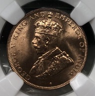 4b香港一仙 1933年  [NGC MS66RD] 【爆光/RD級高分靚品--幣面靚/超強原廠車輪轉光】【戰前 英皇喬治五世】香港舊版錢幣・青銅幣  $1950