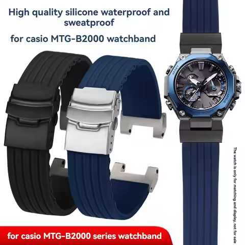 Replacement Waterproof Silicone Strap with Metal Adapter for Casio G-Shock Phoenix MTG-B2000/B2000–S
