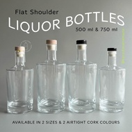 Glass bottle liquor FLAT SHOULDER bottle - Glass bottle liquor FLAT SHOULDER cork Cap