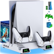 For Vertical PS5 Cooling Stand Dual Controller Charger with LED Fan for SONY Playstation 5 Digital /