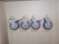 ล้อ ล้อรถเข็น ล้อยาง TPR เงียบ ลื่น 4 นิ้ว 5 นิ้ว ล้อพร้อมแกน รับนน.110 kg. ล้อรถเข็นเบเกอรี่ ล้ออเน