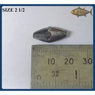 [MY] Inter Line Fishing Lead Sinker / Batu Ladung Pancing W/O #2 1/2 ( 6g )