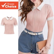 B86-APR24-C-1-knitted textured color-blocked t-shirt-TSB86ED011  B86-APR24-C-1-Kain rajutan warna ko