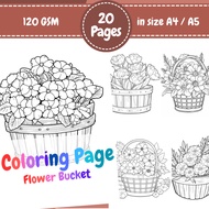 kertas mewarna bunga dalam bakul - coloring pages flower bucket