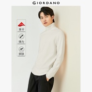GIORDANO ผู้ชาย เสื้อยืดคอเต่า เสื้อยืดเนื้อทราย แขนยาว สีพื้น เสื้อยืดแฟชั่นลำลอง 01024815