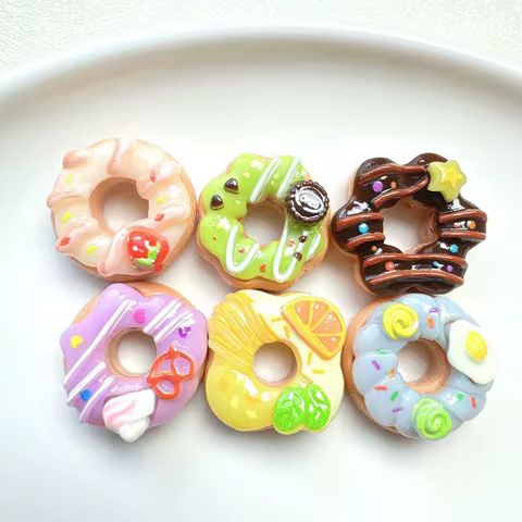 8pcs New Kawaii Resin Mini Flatback Donuts Cabochon Deco Parts Material Scrapbook Decoden Charms Cra
