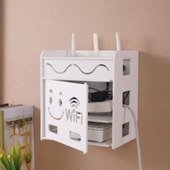 WiFi Router Storage Box Wall-Mounted Wire Socket Modem STB Storage Rack Punch-Free Cord Manager Cable Box-WiFi Router Socket Storage Box / Power Cord Socket Protection Box/Wire Rack Organizer