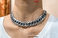 สร้อยคอชิดคอ รมดำMediumหยัก สร้อยคอโซ่ เลสสร้อยคอ เลสคอ necklace hiphop สแตนเลสแท้ Stainless แฟชั่นช