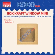 Kraft Window Snack Box MINI size 8x8x4 cm Internal Lamination | Macaroni Schotel Food Box Cake Box, 