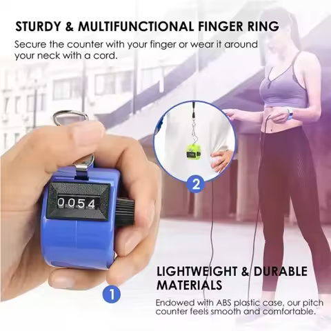 Durable Mechanical Handheld Tally Counter 4 Digit Display with Reset Button for Inventory People Cou