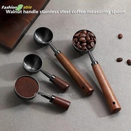 FAMY New 304 Stainless Steel Measuring Spoon Coffee Bean Spoon 30ml Walnut Handle Coffee Powder Spoo