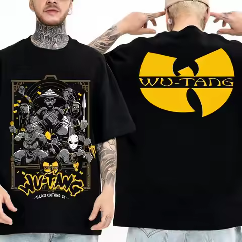 WU-TANG Clan Album Poster Peripherals Printed T-shirts Classic Street Hip Hop Music Fashion Tee Men