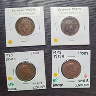 Sarawak 1927/1929/1930/1937 Charles V.Brooke Rajah 1 Cent