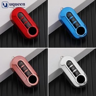 UQUEEN Car Flip Key Case Cover TPU Auto Shell Fob 3 Buttons for Fiat Ducato 500 500L Panda Grande Pu
