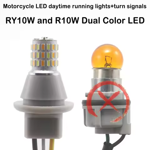 Motorcycle Led Ry10w R10w Dual Color Led Daytime Running Lights Turn Signal Lights Suitable For Moto