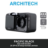 NEW SERIES ARCHITECH STOP KONTAK WATERPROOF STOP KONTAK DOUBLE BLACK