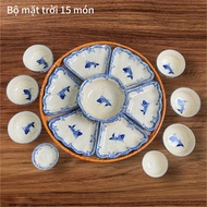 Sun Flower Dinnerware Set for Burning Incense to Offer to Ancestors, Hand-painted Round Table with M