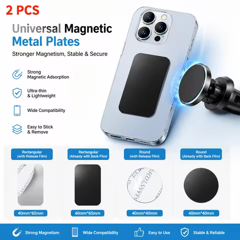 Magnetic Phone Mount Metal Plate with 3M Adhesive Ultra-Thin 0.02" Steel Discs for Car Air Vent & Wa