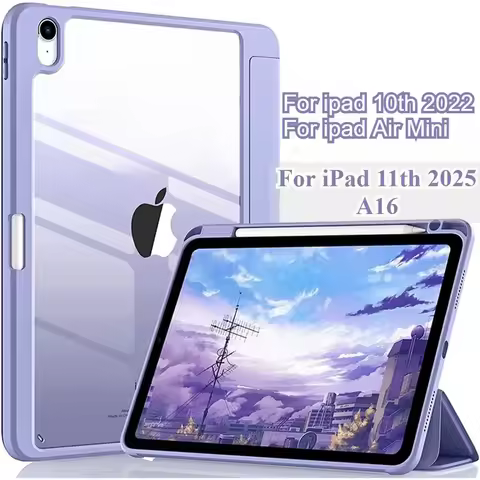 Fashion Case TriFold Flip Book Cover with Auto Wake Up & Pencil Slot for IPad 2026 11th A16, Air 11 