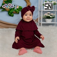 (EGSUS) Gamis Hijab Turban Bayi Pakaian Setelan Baju Anak perempuan Bayi & Balita (0-2 Tahun) Millo
