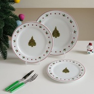 Christmas Atmosphere Creative Christmas Ceramic Tableware Plate Simple Christmas Tree Decoration Cak