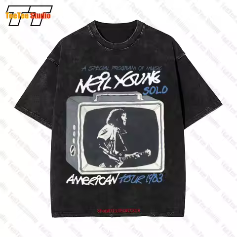 Vintage 1984 Neil Young Solo Winter Tour Vintage Oversized T-Shirt NO9B