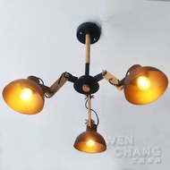 Loft Industrial Wind Retro Wood + Metal Mix Dock 3 Light Ceiling Light Head