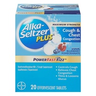 ALKA-SELTZER PLUS Powerfast Fizz, Cough & Chest Congestion Medicine, effervescent Tablets, 20ct