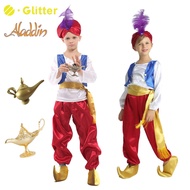 Disney Movie Aladdin Prince Cosplay Costume for Kids Boy Arabian Clothes Top Pants Hat For Boys Men With Lamp Accessories Fancy Party Clothing