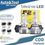 F2 ไฟหน้ารถ LED สว่างสุด 12000lm พร้อมหลอดไฟตัดหมอกโพลาไรซ์แสงสีขาว 6500k ไม่สะท้อนแสงพร้อมขั้วต่อ H