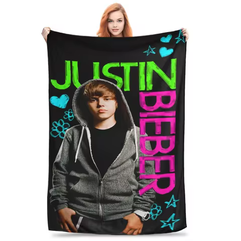 Justin Bieber Warm Plush Throw Blanket for Kids Cozy Flannel Bedspread for Sofa Chair or Bed Ultimat