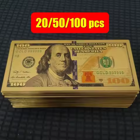 20~100pcs US 100 Dollar Bills 100 Dollars Gold Plated Banknote Fake Dollars Currency Souvenir Busine