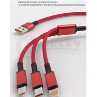 KING KONG FAST CHARGING 3A 1 3-in-1 DATA CABLE, TYPE C - MICRO - iphone