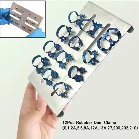 1 Set Dental Endodontic Rubber Dam Clamps Restorative Clips Dam Clamp Dental Stainless Steel Tray Ho