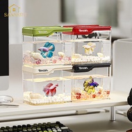 Square Plastic Small Fish Tank Living Room Household Aquarium Desktop Ornamental Transparent Ecologi