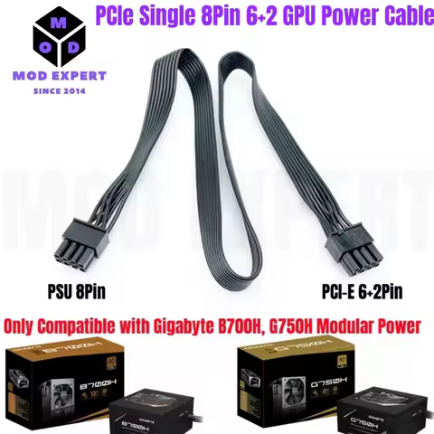 PSU 8Pin to PCIe 6+2Pin Single 8Pin GPU Power Cable for Gigabyte GP-B700H 700W, GP-G750H 750W Modula