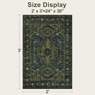 Tangsoo Washable Entryway Rugs Vintage Olive Green Rug 2x3 Non Slip Small Area Rug, Front Door Boho 