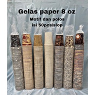 Paper cups, paper cups containing 50 pieces of motifs and plain, size 8 oz