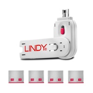 Lindy USB A Port Blocker Pink P/N: 40450 Pack Of 4pcs Blocker + 1 Key