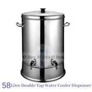 Stainless Steel Double Tap Water Dispenser 58 Litre / Bekas Tong Air Steel / Bucket and Barrel / Wat