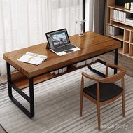 With Bookshelf Double Layer Modern Simple Computer Desk Gaming Desk Study Single Log Desk Solid Wood