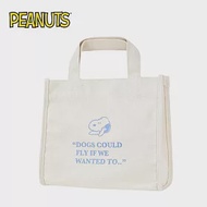 【日本正版授權】史努比 帆布手提袋 便當袋/午餐袋 Snoopy/PEANUTS - 藍色款