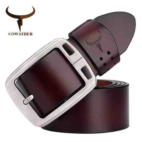 COWATHER cowhide genuine leather belts for men brand Strap male pin buckle vintage jeans belt 100-15